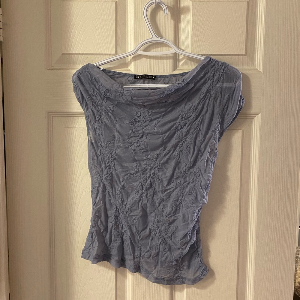 Sheer Asymmetric Overlay Top - Picture 3 of 13
